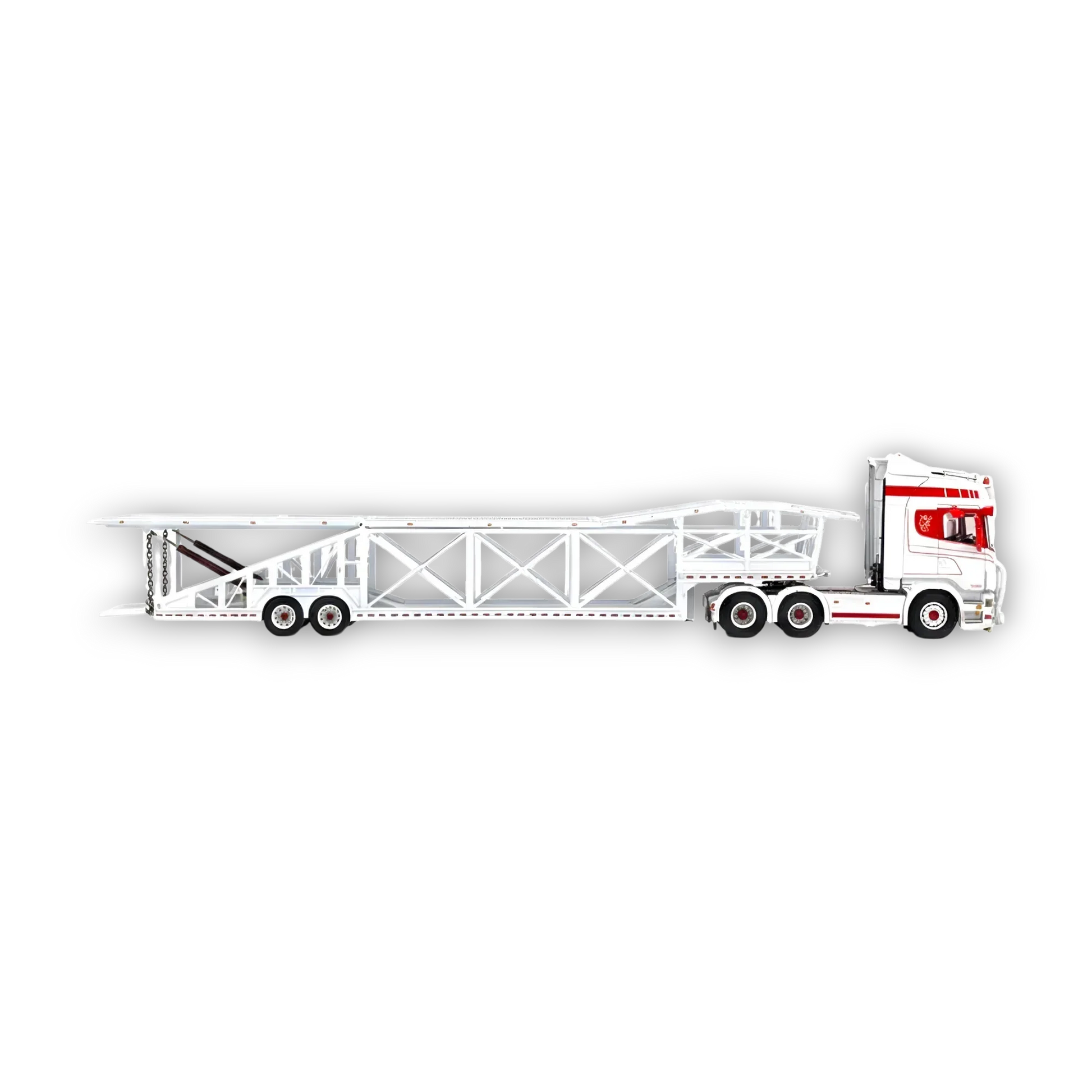 Flame Scania Car Carrier Transport Truck Red White 1:64 - Limited to 299 Pcs - ToylandEU