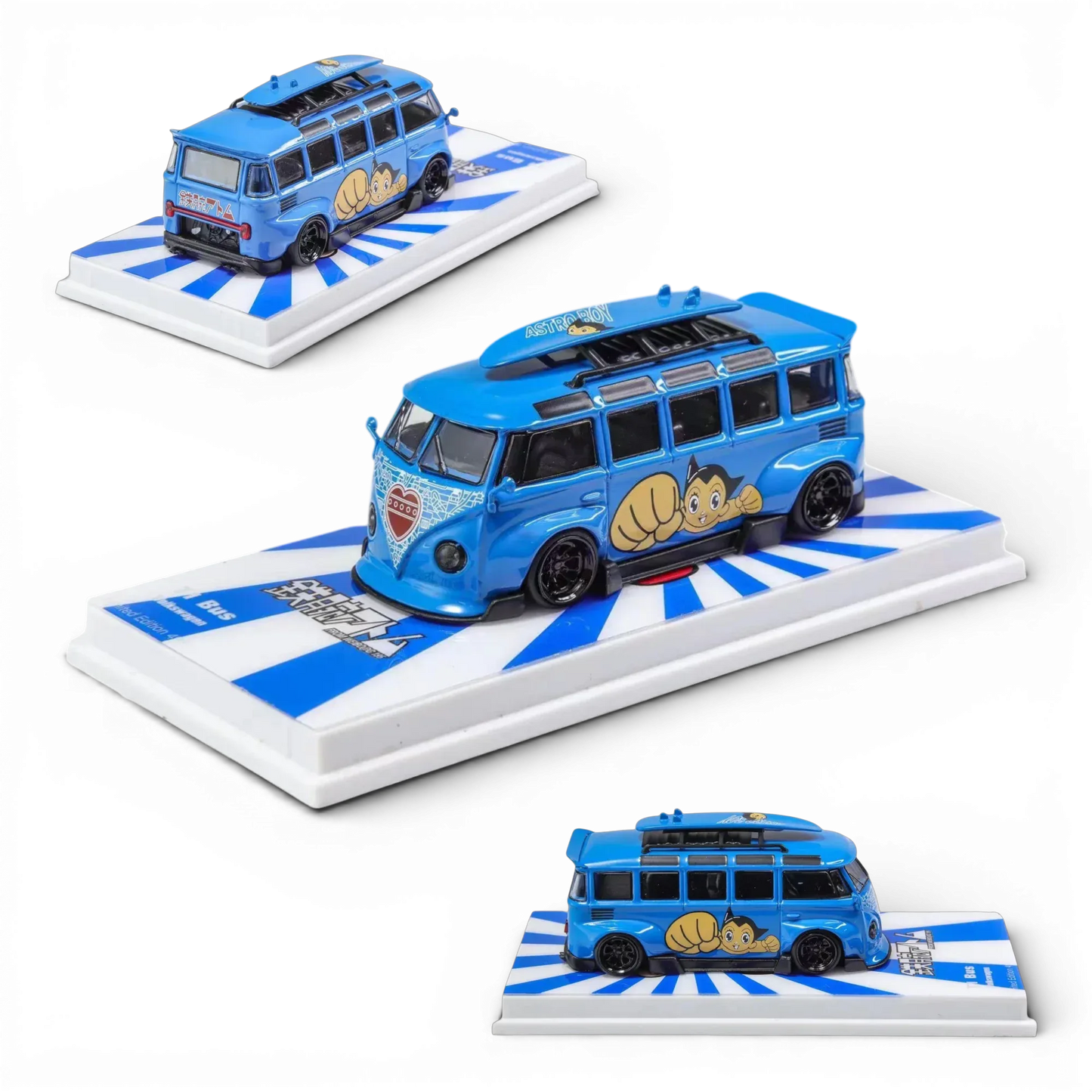 Flame VW Volkswagen T1 Astro Boy Blue 1:64 - ToylandEU