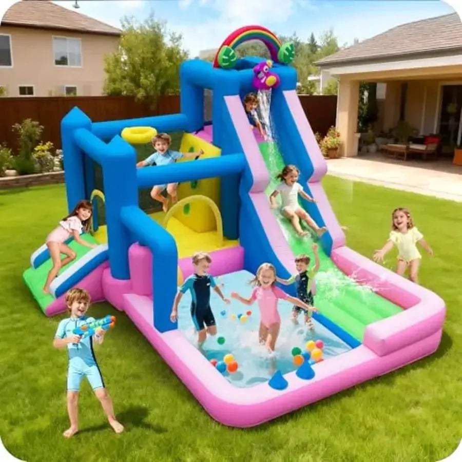 Flamingo 10-In-1 Inflatable Bounce House With Dual Slides - ToylandEU