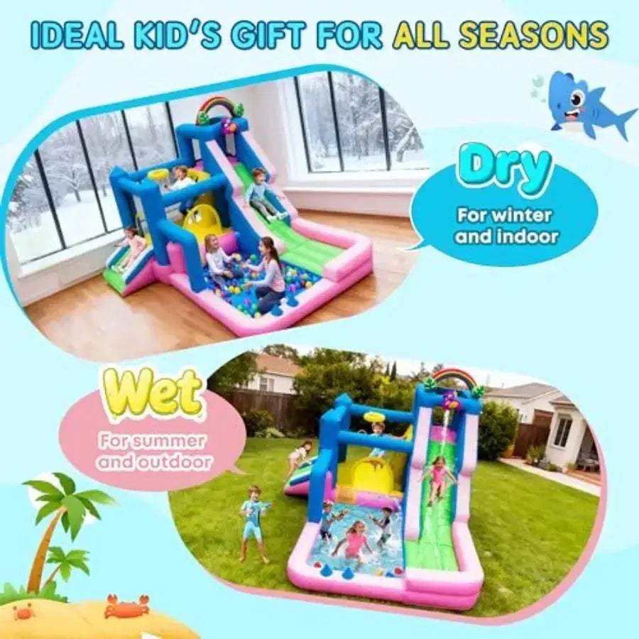 Flamingo 10-In-1 Inflatable Bounce House With Dual Slides - ToylandEU