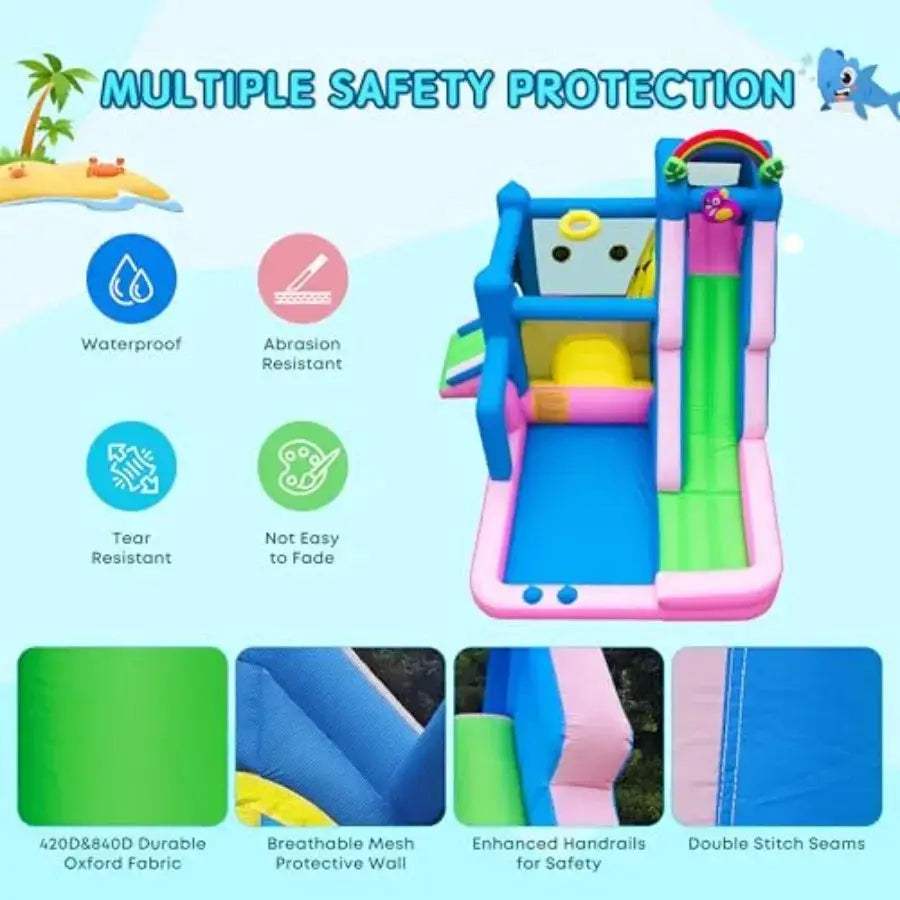 Flamingo 10-In-1 Inflatable Bounce House With Dual Slides - ToylandEU