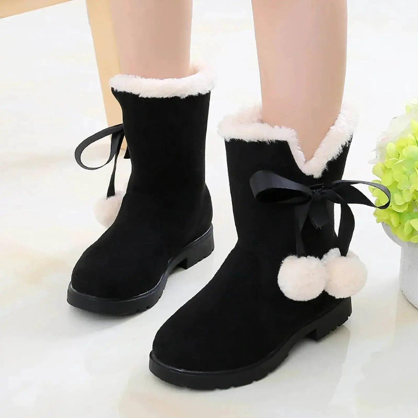  Stylish Plush Velvet Winter Boots for Girls - Warm Ankle Fashion Shoes in Pink, Red, and Black -  ToylandEU™