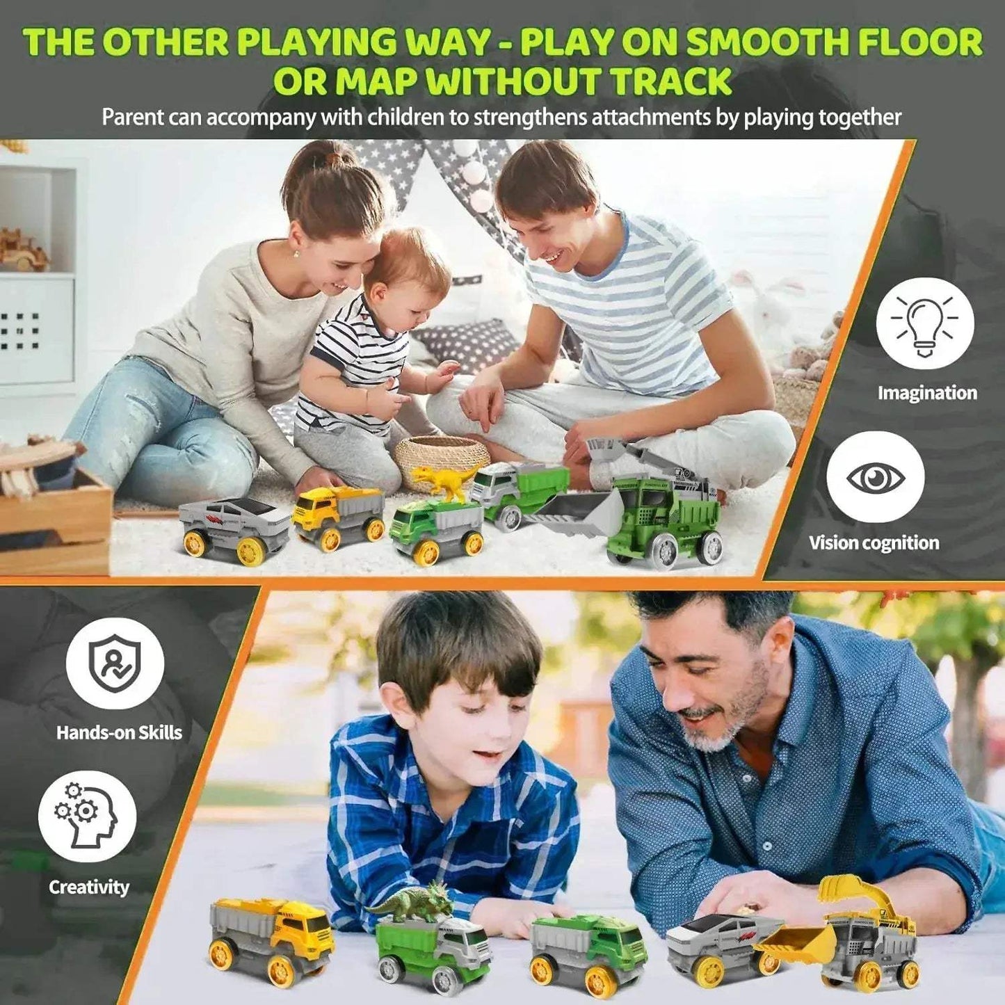 Flexible Dinosaur Car Track With LED Lights For Kids - ToylandEU