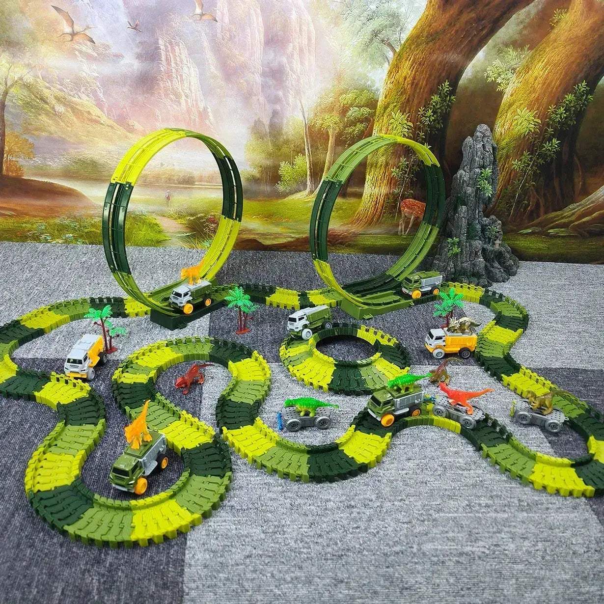 Flexible Dinosaur Car Track With LED Lights For Kids - ToylandEU
