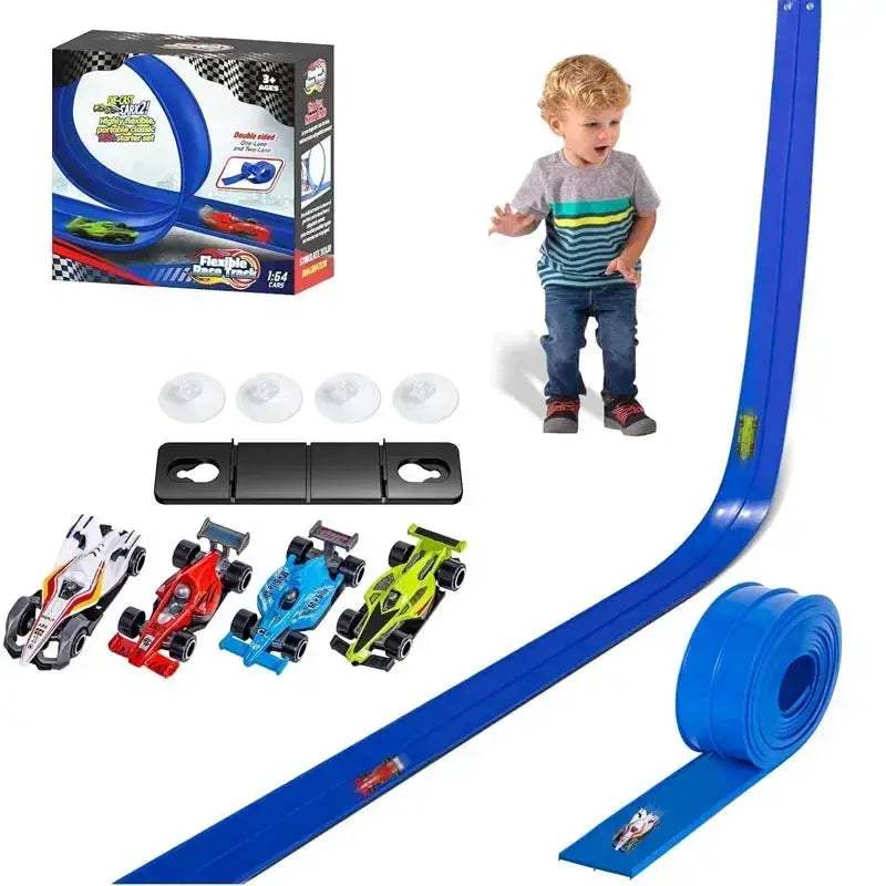 Flexible Race Car Ramp Track With Two Cars Sensory Toy - ToylandEU