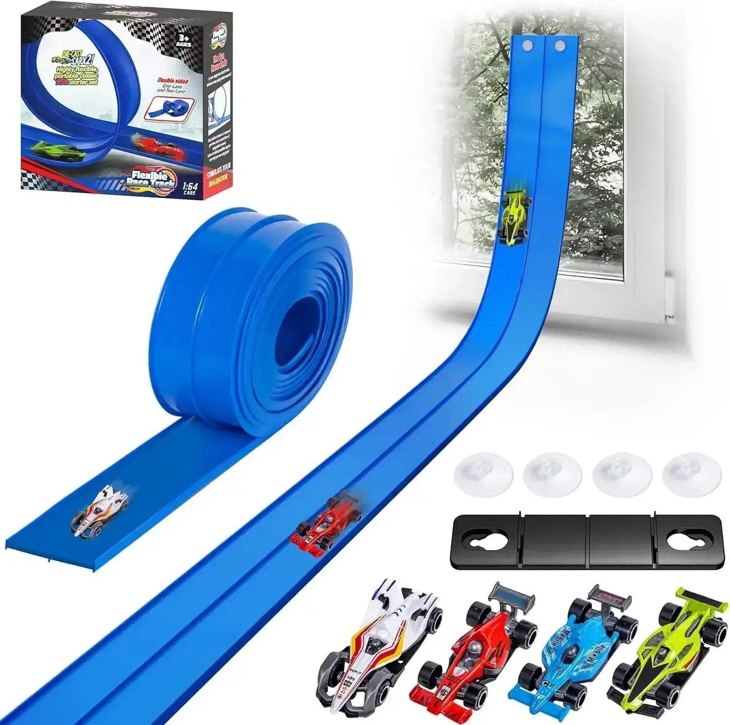 Flexible Race Car Ramp Track With Two Cars Sensory Toy - ToylandEU