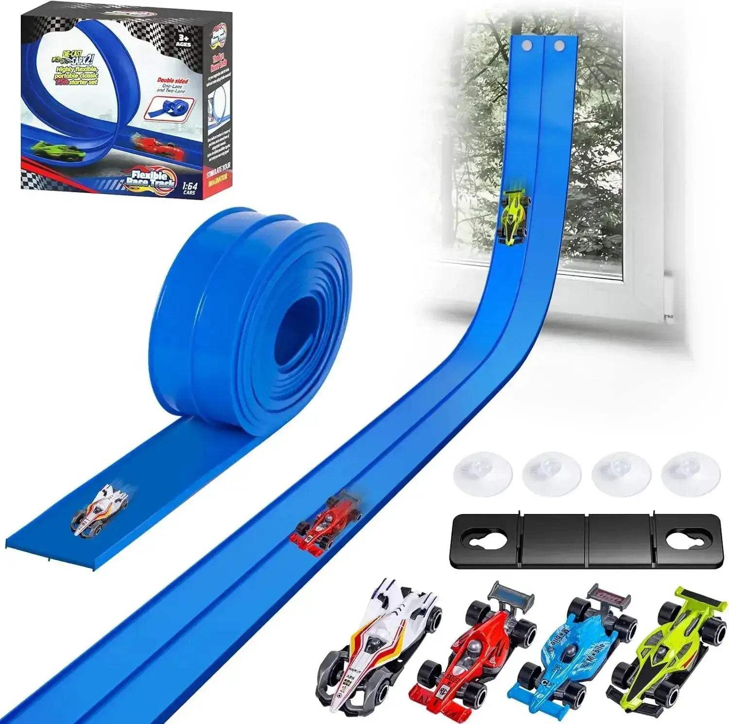 Flexible Race Car Ramp Track With Two Cars Sensory Toy - ToylandEU