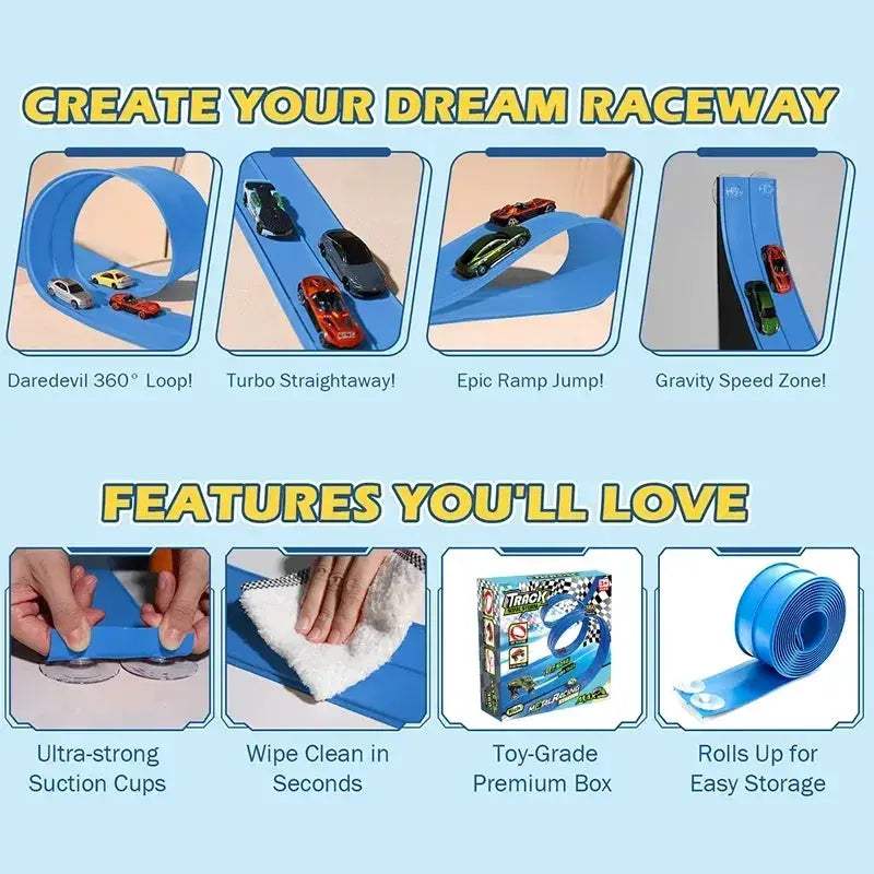 Flexible Race Track Roll Up With Double Lanes For Kids - ToylandEU