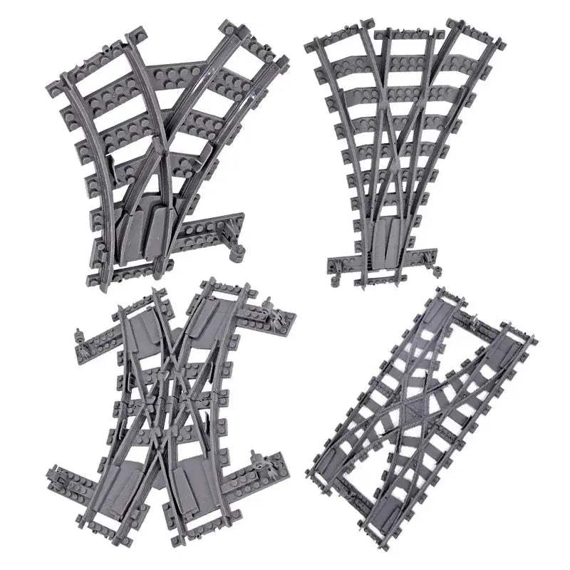 Flexible Train Tracks Left And Right Switch Compatible With Lego - ToylandEU