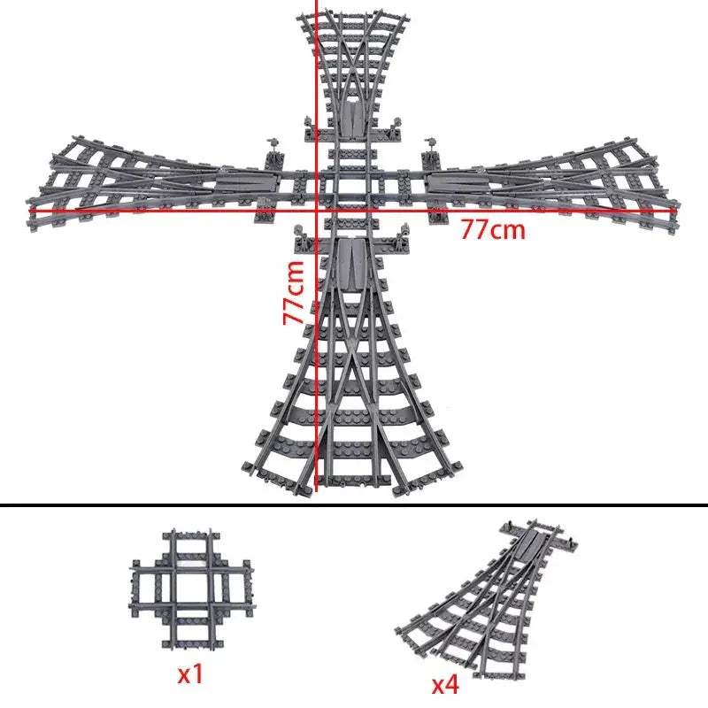 Flexible Train Tracks Left And Right Switch Compatible With Lego - ToylandEU