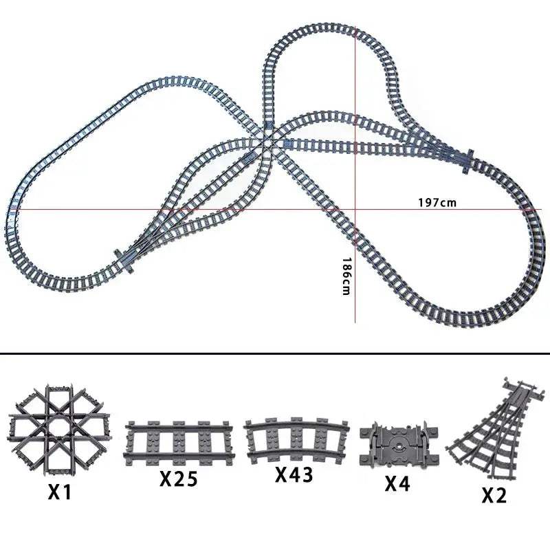 Flexible Train Tracks and Forked Crossing for Lego Compatible Blocks - ToylandEU