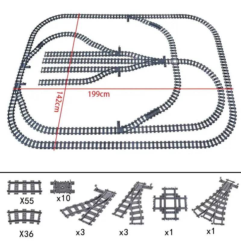 Flexible Train Tracks and Forked Crossing for Lego Compatible Blocks - ToylandEU