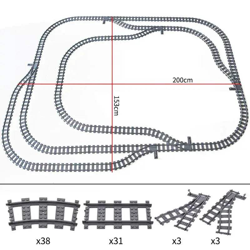 Flexible Train Tracks and Forked Crossing for Lego Compatible Blocks - ToylandEU