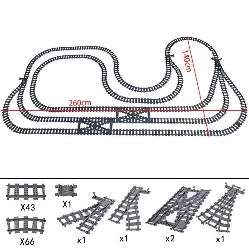 Flexible Train Tracks and Forked Crossing for Lego Compatible Blocks - ToylandEU