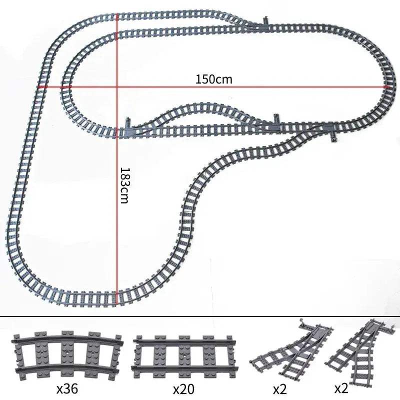 Flexible Train Tracks and Forked Crossing for Lego Compatible Blocks - ToylandEU