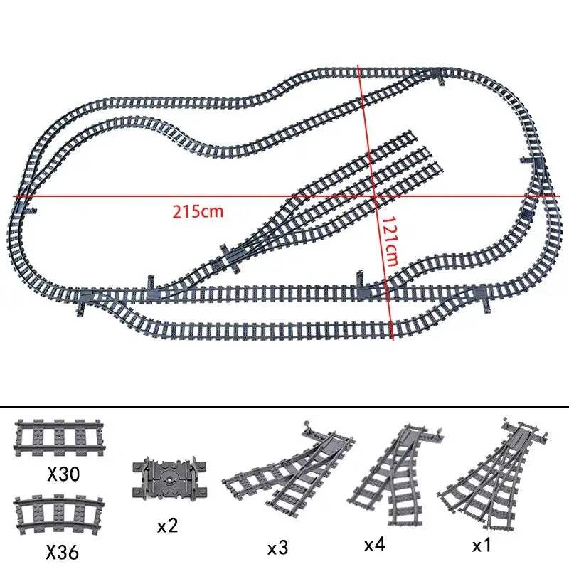 Flexible Train Tracks and Forked Crossing for Lego Compatible Blocks - ToylandEU