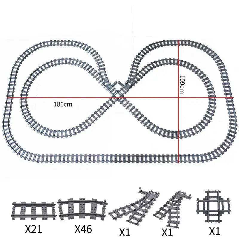 Flexible Train Tracks and Forked Crossing for Lego Compatible Blocks - ToylandEU