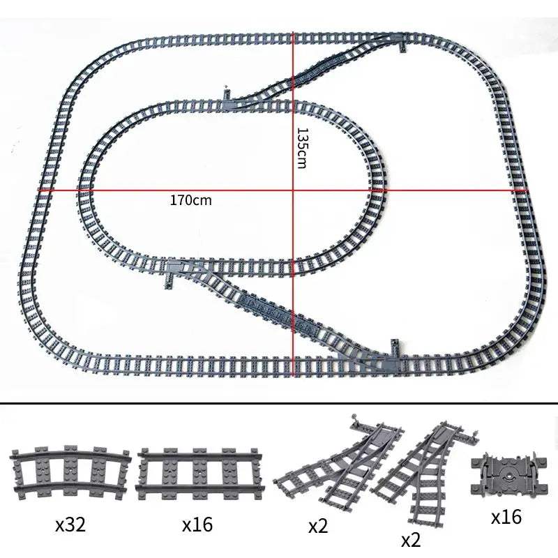 Flexible Train Tracks and Forked Crossing for Lego Compatible Blocks - ToylandEU