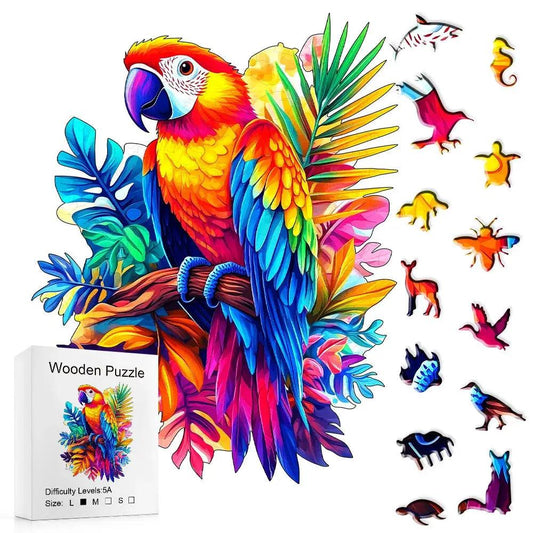  Floral Wing Parrot Wooden Puzzle 3D With Petal Wings -  ToylandEU™