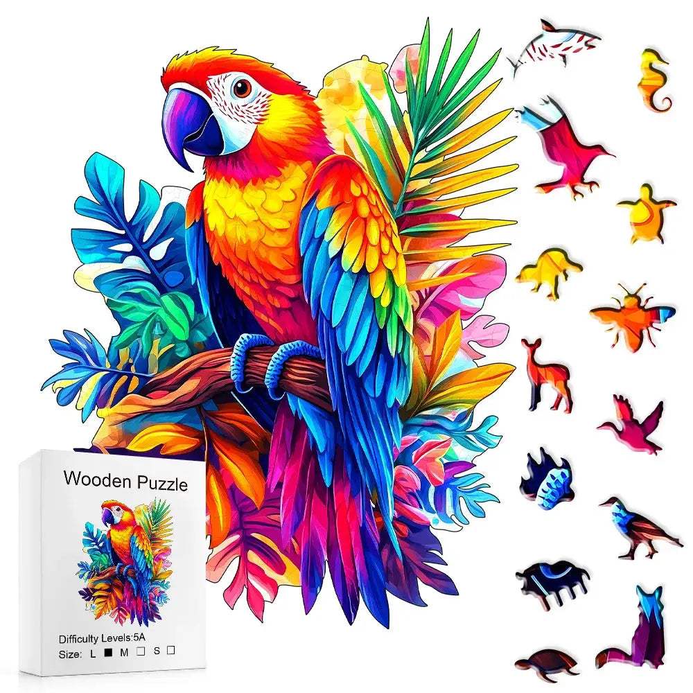 Floral Wing Parrot Wooden Puzzle With Intricate Petal Wings - ToylandEU