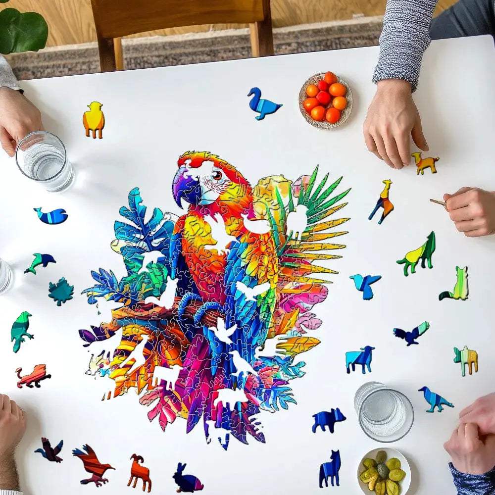 Floral Wing Parrot Wooden Puzzle With Intricate Petal Wings - ToylandEU