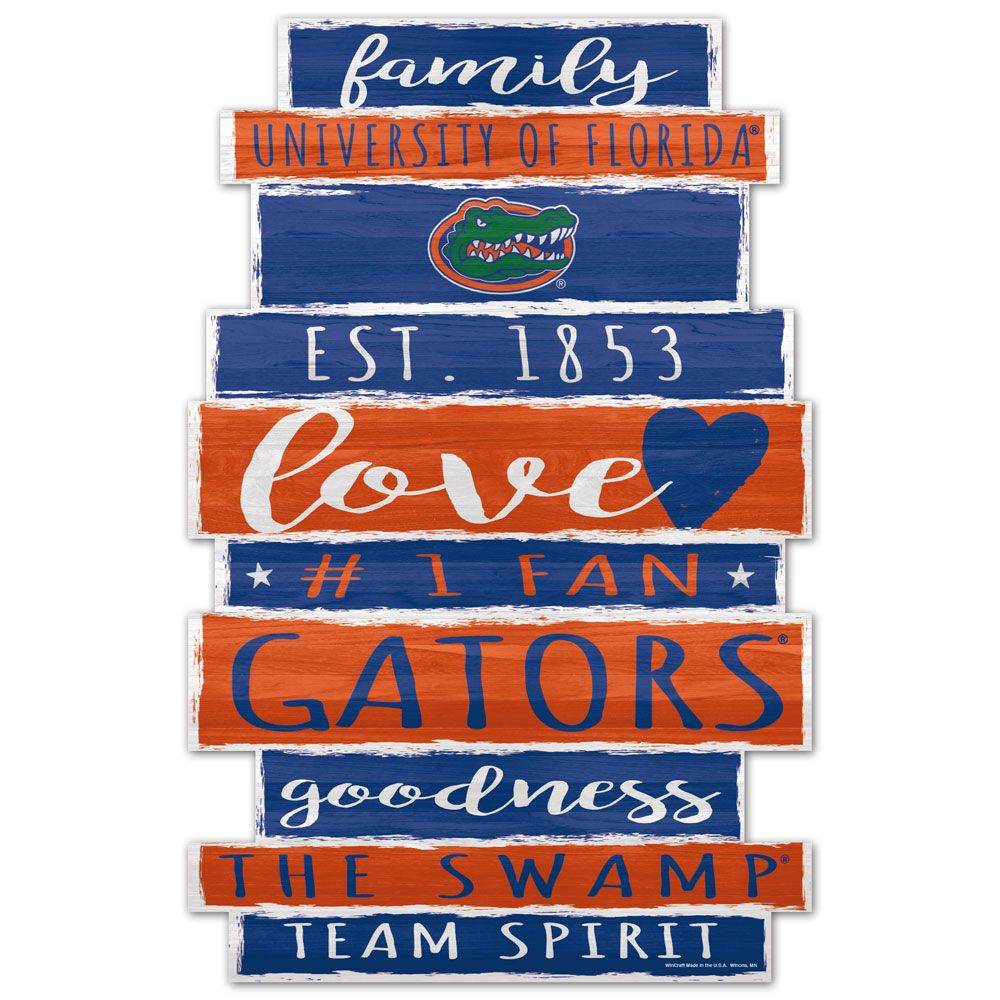 Florida Gators 11x17 Wood Sign With Family Word Design - ToylandEU