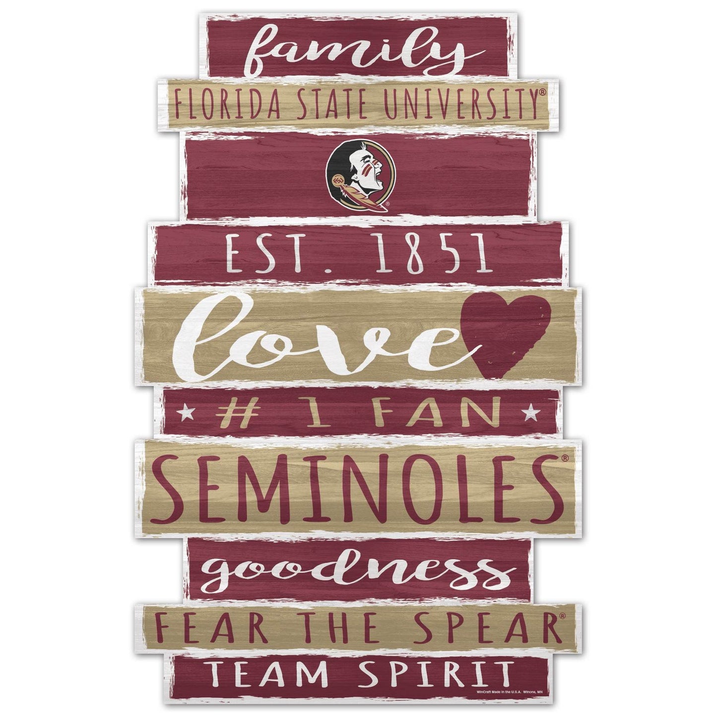 Florida State Seminoles 11x17 Wood Sign Family Word Decor - ToylandEU