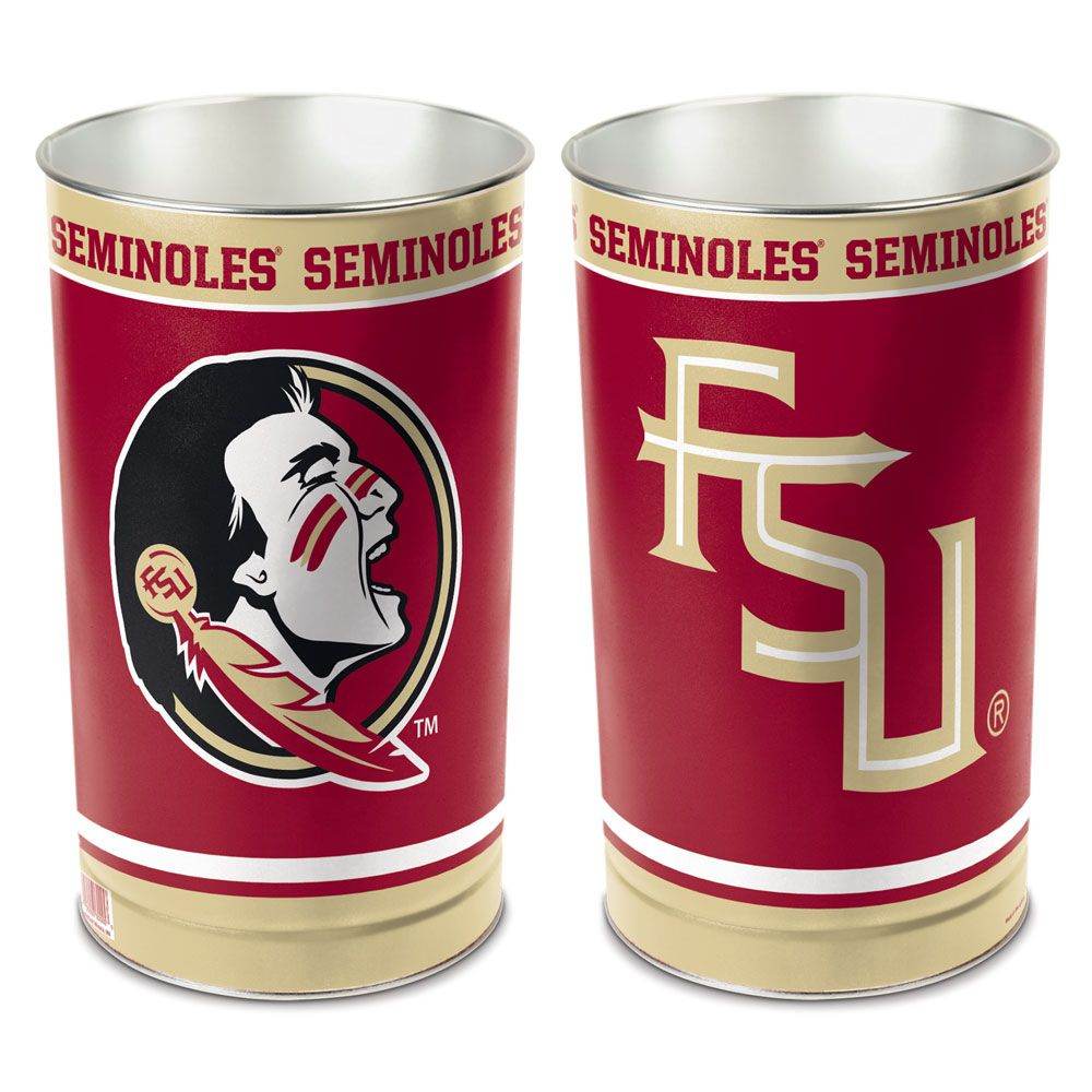 Florida State Seminoles 15 Inch Durable Metal Wastebasket - ToylandEU
