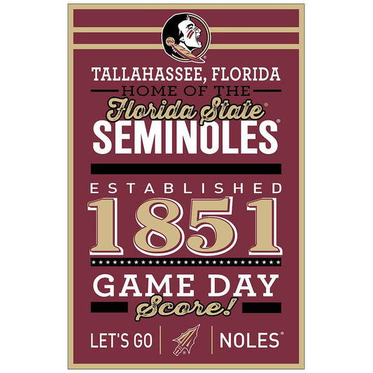Florida State Seminoles Sign 11x17 Wood Established Design - ToylandEU