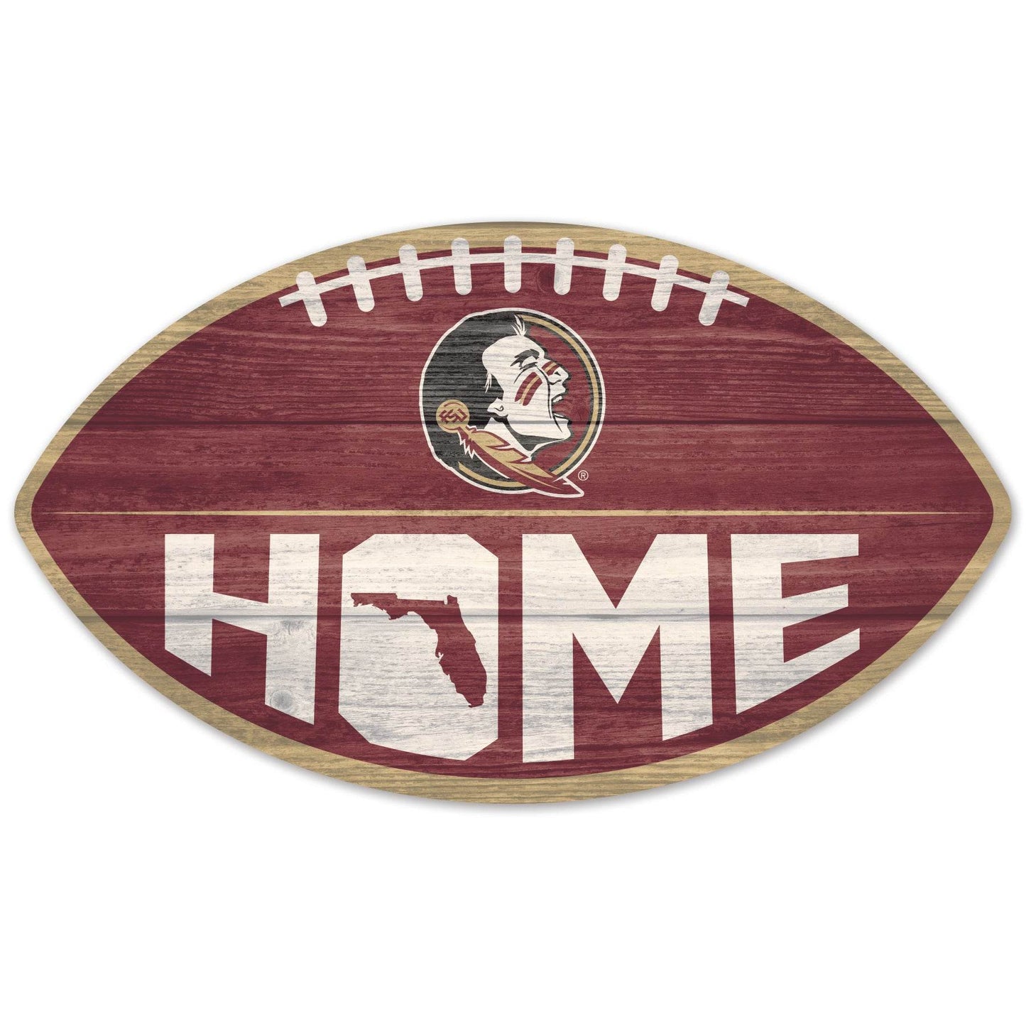 Florida State Seminoles Wood Sign Football Shape Decor - ToylandEU