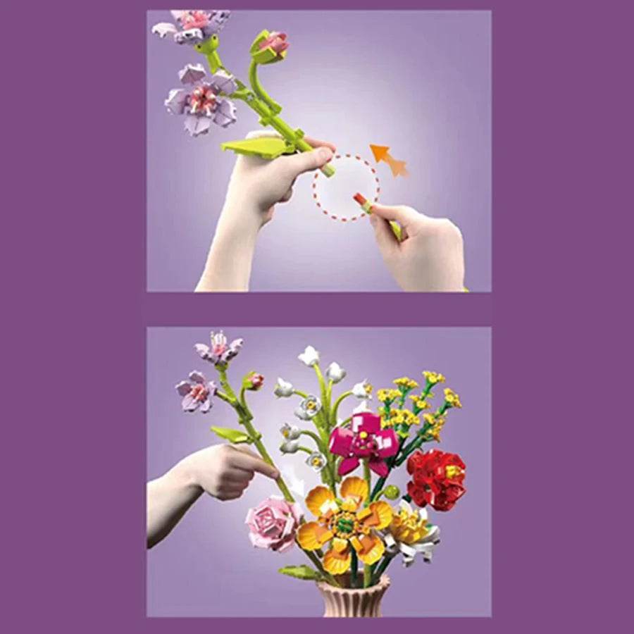 Flower Bouquet Building Blocks Eternal Flower Rose Sunflower Set - ToylandEU