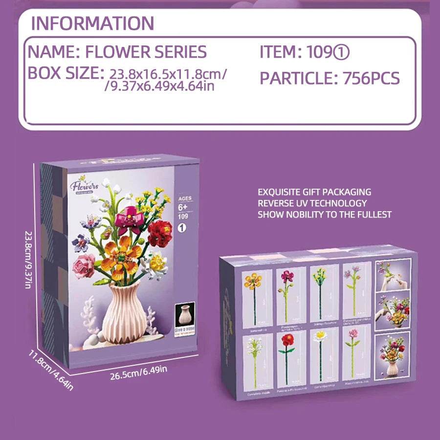 Flower Bouquet Building Blocks Eternal Flower Rose Sunflower Set - ToylandEU