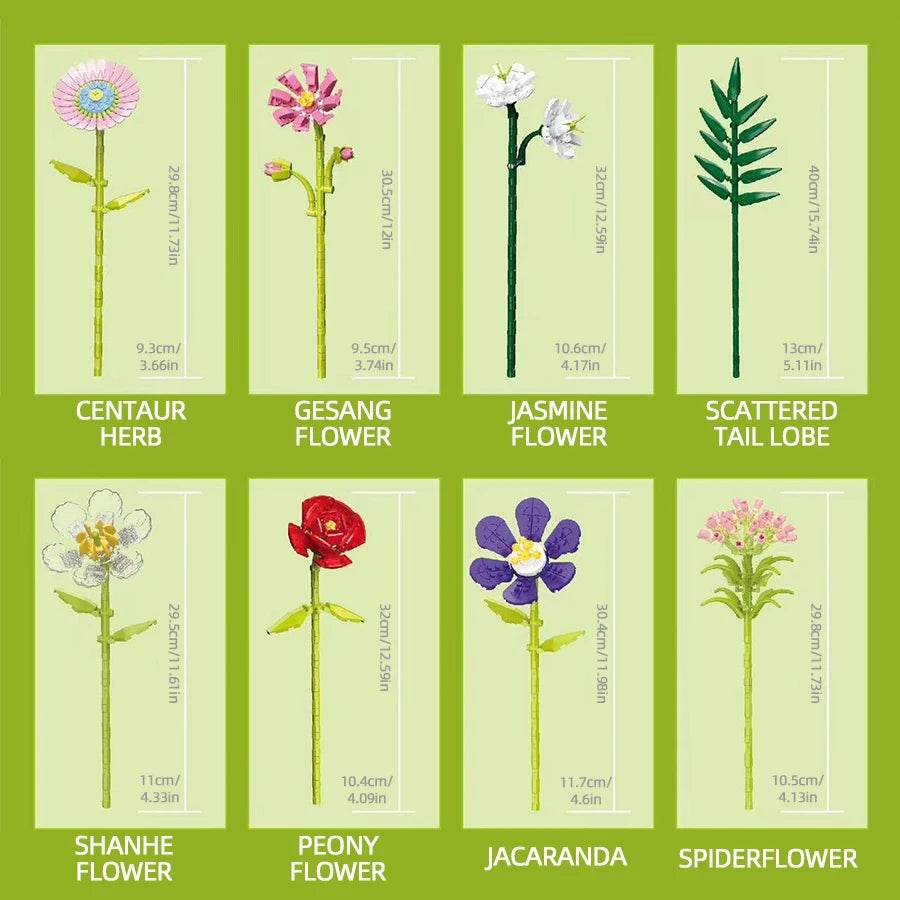 Flower Bouquet Building Blocks Eternal Flower Rose Sunflower Set - ToylandEU