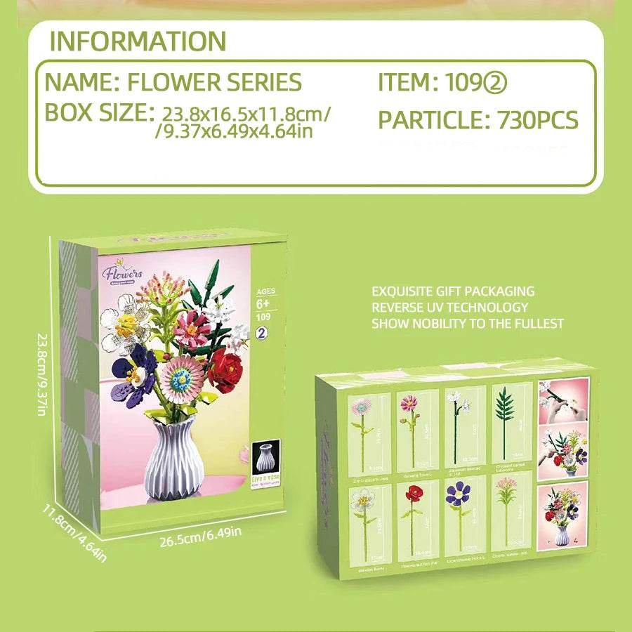 Flower Bouquet Building Blocks Eternal Flower Rose Sunflower Set - ToylandEU