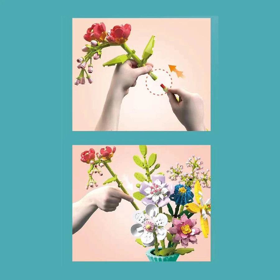 Flower Bouquet Building Blocks Eternal Flower Rose Sunflower Set - ToylandEU