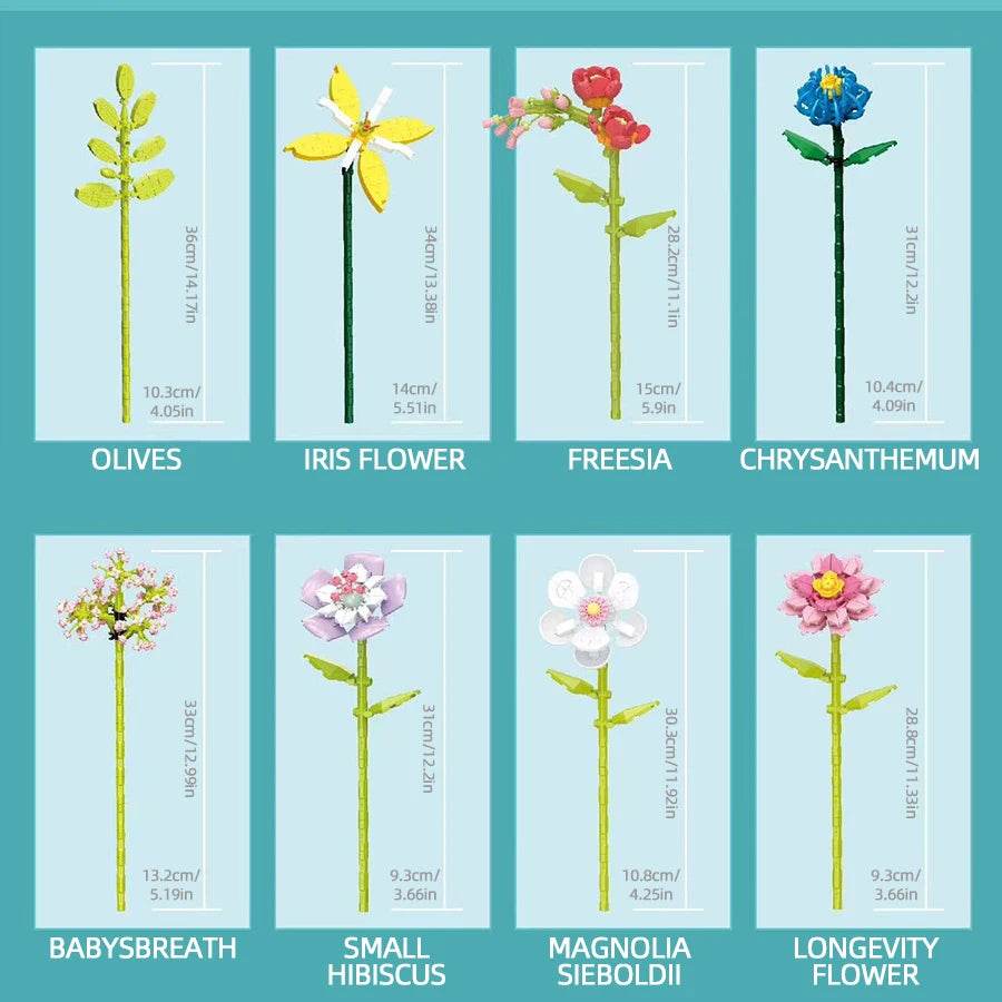 Flower Bouquet Building Blocks Eternal Flower Rose Sunflower Set - ToylandEU