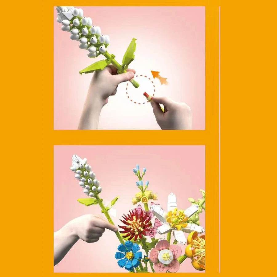 Flower Bouquet Building Blocks Eternal Flower Rose Sunflower Set - ToylandEU