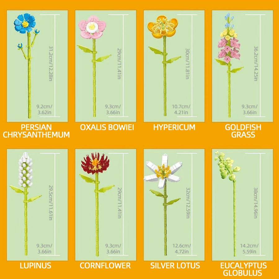 Flower Bouquet Building Blocks Eternal Flower Rose Sunflower Set - ToylandEU