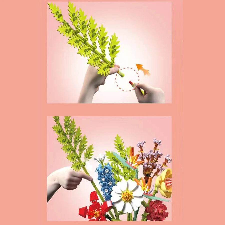 Flower Bouquet Building Blocks Eternal Flower Rose Sunflower Set - ToylandEU