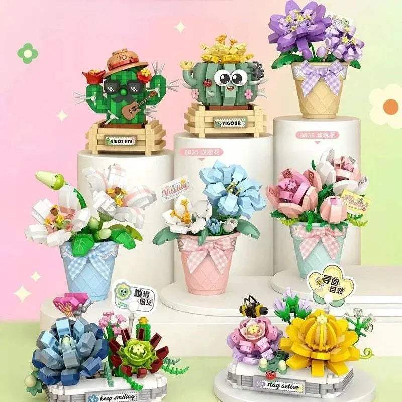 Flowers Bricks Bouquet Building Blocks Toys for Birthday Gift Room Decor Botanical Set Valentine's Day Rose Friends Kids Adults - ToylandEU