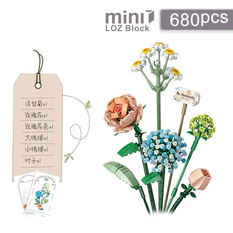 Flowers Bricks Bouquet Building Blocks Toys for Birthday Gift Room Decor Botanical Set Valentine's Day Rose Friends Kids Adults - ToylandEU