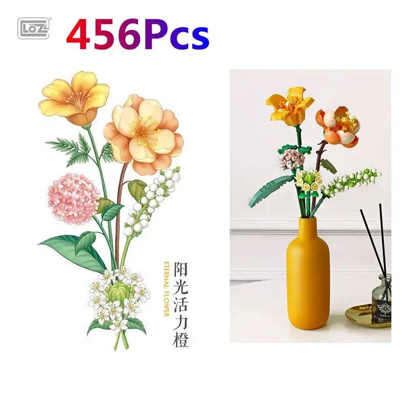 Flowers Bricks Bouquet Building Blocks Toys for Birthday Gift Room Decor Botanical Set Valentine's Day Rose Friends Kids Adults - ToylandEU