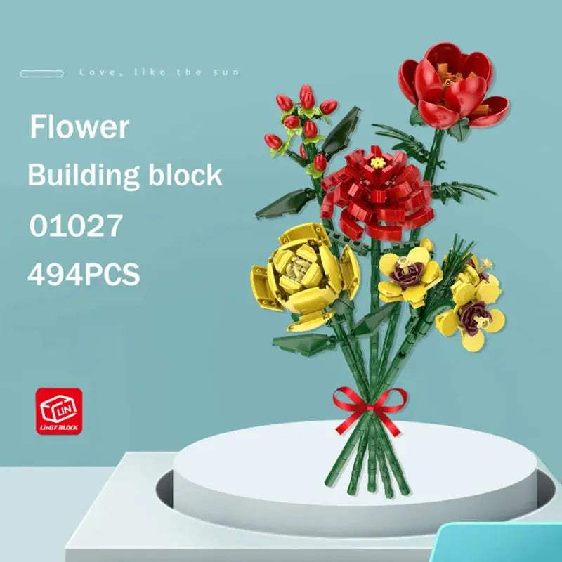 Flowers Bricks Bouquet Building Blocks Toys for Birthday Gift Room Decor Botanical Set Valentine's Day Rose Friends Kids Adults - ToylandEU