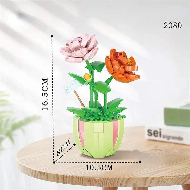 Flowers Bricks Bouquet Building Blocks Toys for Birthday Gift Room Decor Botanical Set Valentine's Day Rose Friends Kids Adults - ToylandEU