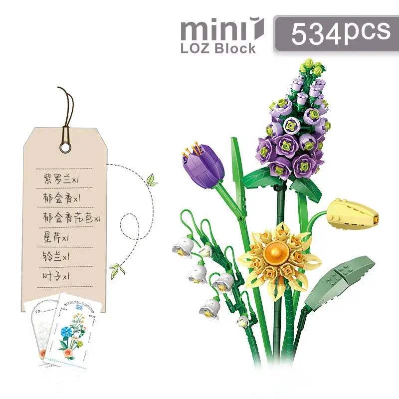 Flowers Bricks Bouquet Building Blocks Toys for Birthday Gift Room Decor Botanical Set Valentine's Day Rose Friends Kids Adults - ToylandEU