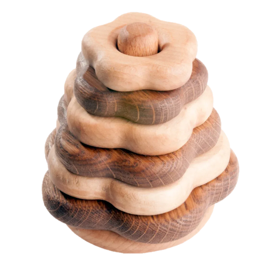 Flower Shaped Wooden Stacking Toy Oak And Maple Dual Color - ToylandEU