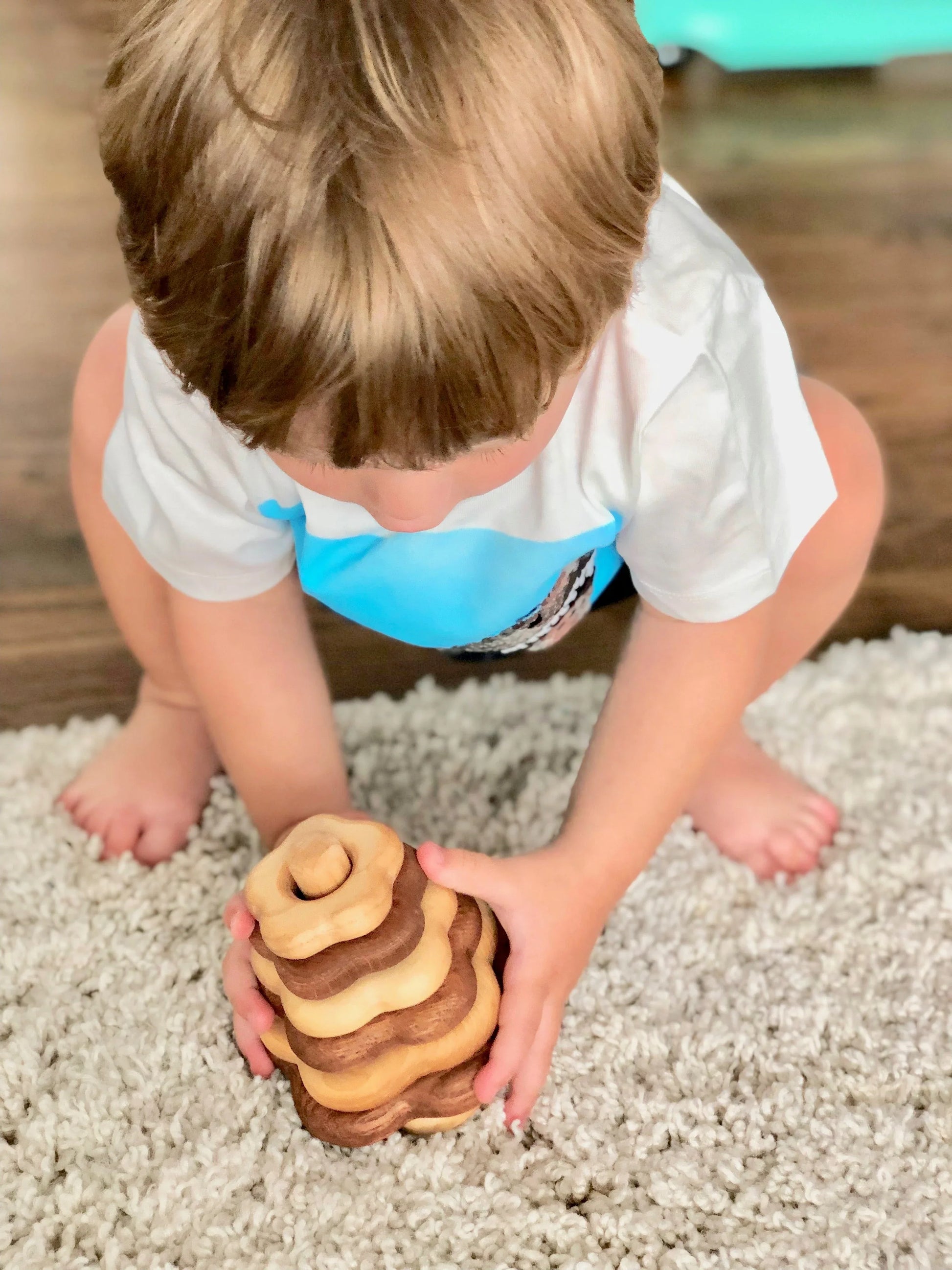 Flower Shaped Wooden Stacking Toy Oak And Maple Dual Color - ToylandEU