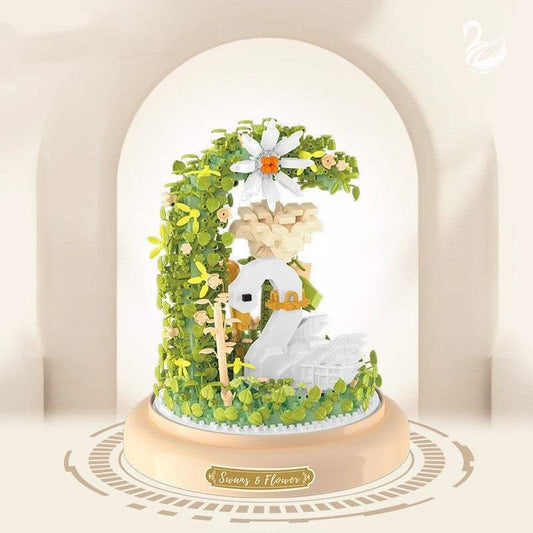 Flowers And Swan Building Blocks | With Display Base