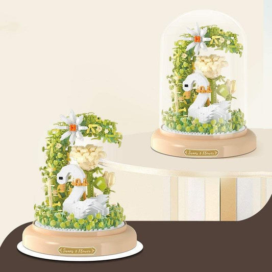 Flowers And Swan Building Blocks | With Display Base