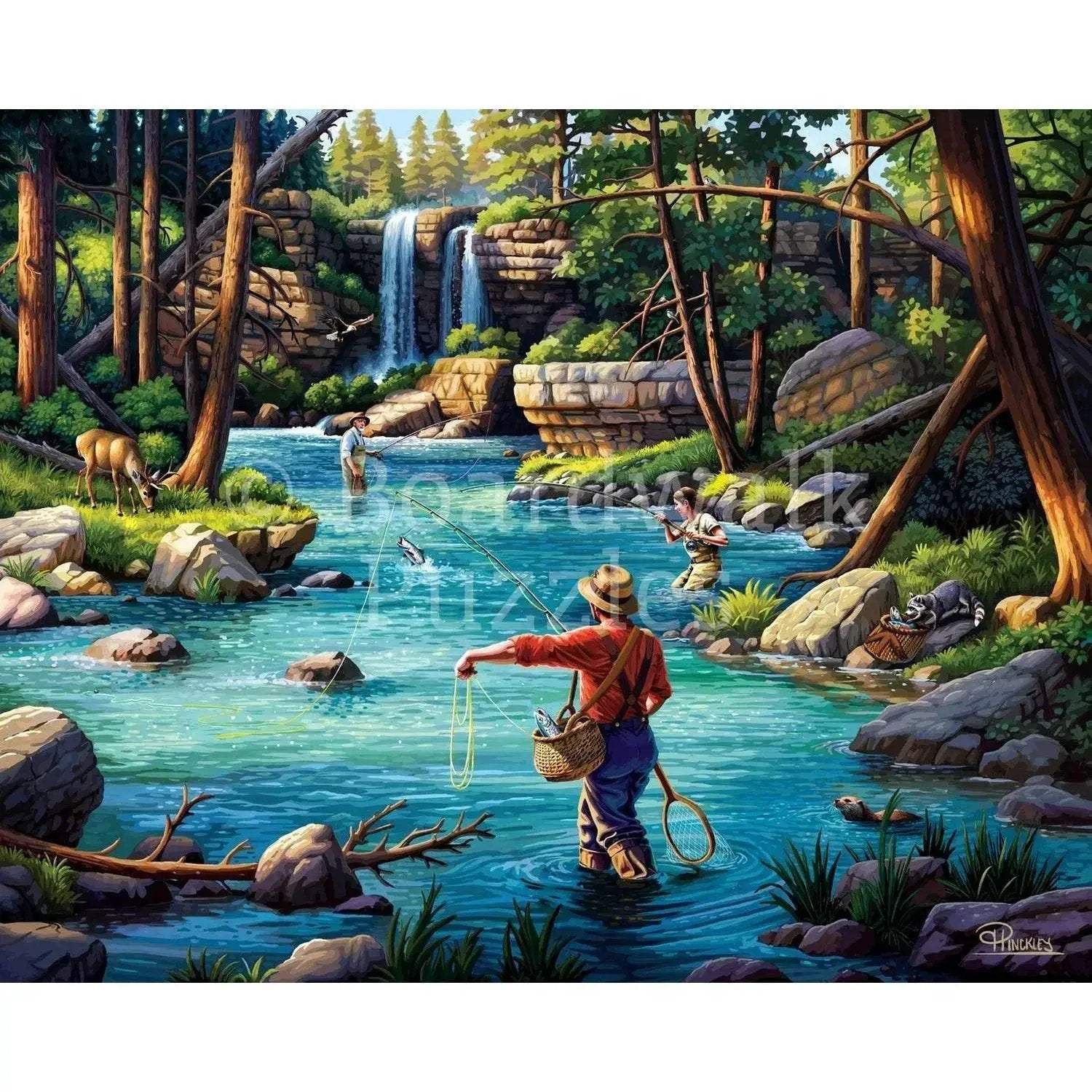 Fly Fishing Puzzle 500 Piece Boardwalk Relaxing River Scene - ToylandEU